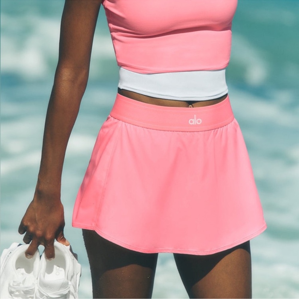 ALO Yoga Neon Bubblegum Match Point Tennis Skirt